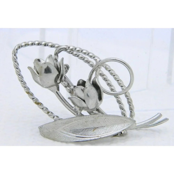 VTG Silver Tone Rose Roses Flower Pin Brooch - Picture 1 of 2